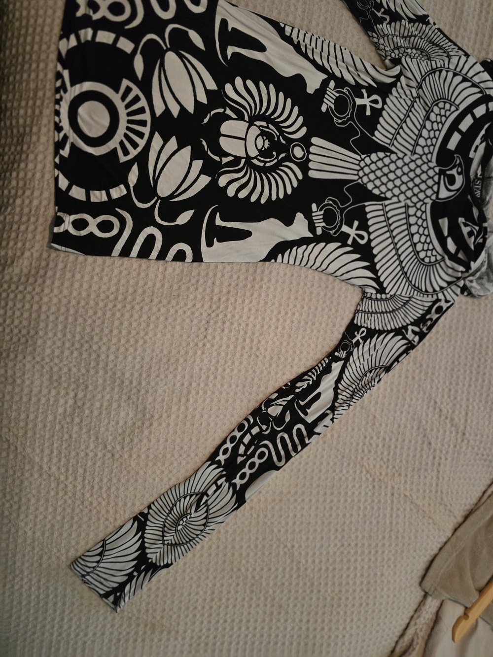 Killstar Black & White Egyptian Graphic Long-Sleeve Dress - Picture 4 of 6